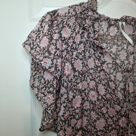Anthropologie V-Neck Flutter-Sleeve Blouse size XL - Picture 4 of 12